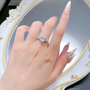 Bague Moissanite Ovale Argent 925 Luxe Ensemble Bague Empilable Femme Detail