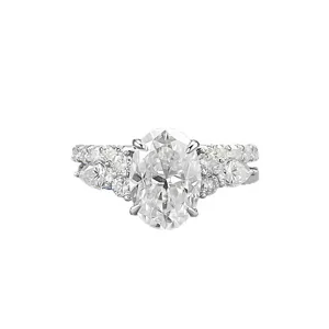 Bague S925 Argent Moissanite Ovale Set Empilable 7x10mm Couleur D Luxe Bague Femme