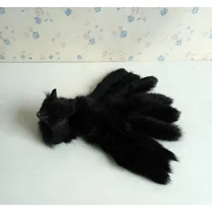 Noir simulé renard à neuf queues peluche animal ornement décoration de la maison
