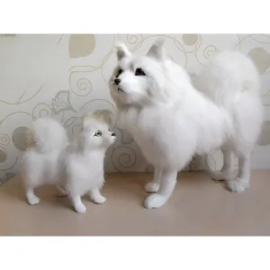 Simulated Animal Ornament Lifelike Plush Dog Figurine Cute Samoyed Husky Desktop Decoration Home Office Decor