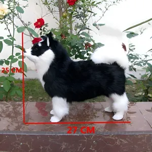 Simulation plush dog toy husky stuffed animal home desktop ornament interior decoration 27cm