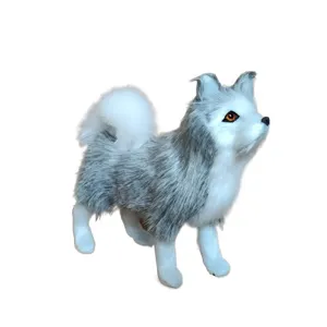 Simulation plush husky dog desktop ornament home decor fluffy cute animal toy figurine