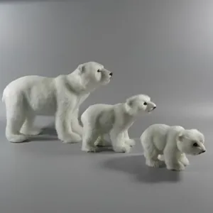 Figurina di Orso Polare di Simulazione Ornamento da Scrivania in Pelliccia Artificiale Giocattolo Modello Animale