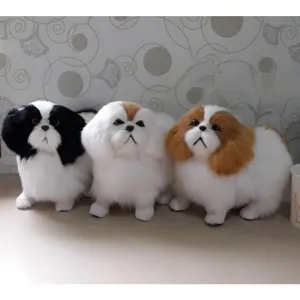 Simulation Pekinesen Hund Figur Künstliches Fell Bellendes Welpen Modell Realistisches Tier Heimdekoration