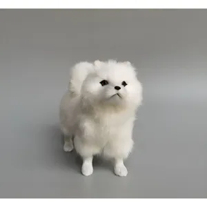 Handmade white simulation animal plush ornament toy cute home decor desktop decoration