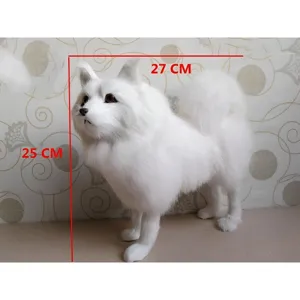 Lifelike white Samoyed plush dog model, simulation stuffed animal toy for home decor.