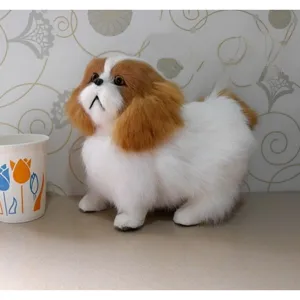 Simulation Pekingese Hund Plüschtier süß realistisch ausgestopfter Welpe Heimdeko Modell