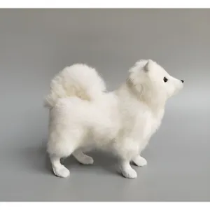 Handmade simulation white fox animal fur craft ornament detailed closeup view for home decor