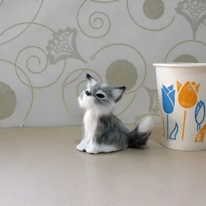 Jouet en peluche de renard gris simule animal en peluche mignon decoration de maison cadeau.