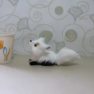 Simulation small fox figurine plush toy home decoration photography props white black