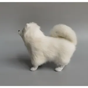 Handmade simulation white fox plush toy home decor fluffy animal ornament fluffy tail figurine