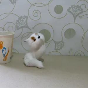 Cute simulation white fox plush toy figurine for home decor photography props nice gift