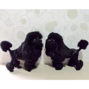 Simulation Black Poodle Dog Figurine Animal Plush Craft Home Decor Modern Minimalist Desktop Ornament Gift
