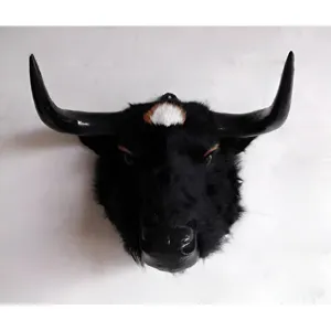 Creative Simulation Bull Head Wall Hanging Goat Leather Animal Head Pendant Modern Minimalist Bar Living Room Decor