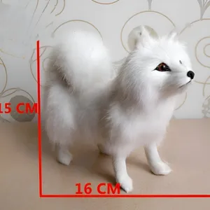 Handcrafted white simulation fox plush toy ornament fluffy animal home decor gift figurine