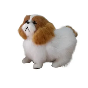 Simulation Pekingese Hund Plueschspielzeug Hase Fell Handwerk Modell tischdeko Ornament