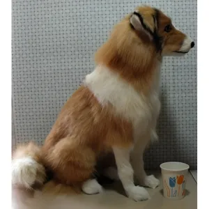 Realistic sheepdog plush model prop 46cm tall, perfect for photography studio and teaching display.