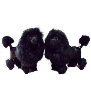 Cute simulation black poodle plush dog home decor ornaments pair, ideal creative gift choice.