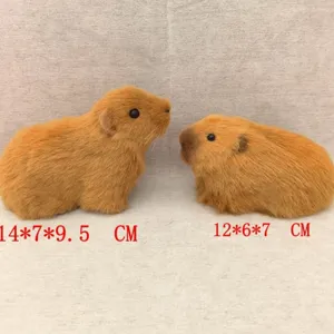 Cute Simulation Capybara Figurine Animal Ornament Artificial Fur Desktop Decoration Craft Home Decor