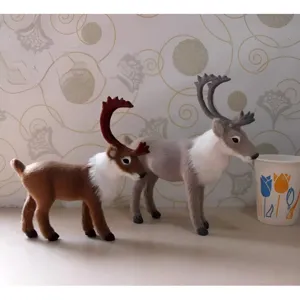 Simuliertes Rentier Modell Set, beflockte Hirsch Figur Tischdeko fur Weihnachtsgeschenke.