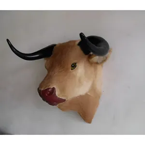 Décoration murale tête de taureau style européen sculpture animalière pour salon bar club