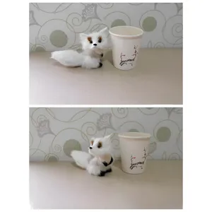 Simulated White Fox Plush Toy Detail View Christmas Tree Hanging Ornament Prop Display