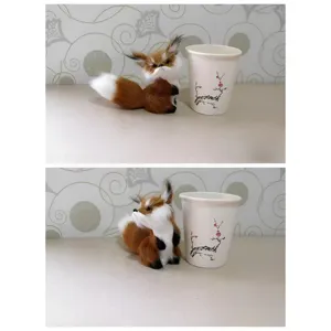 Realistic plush fox toy photography prop Christmas tree hanging decoration home decor.