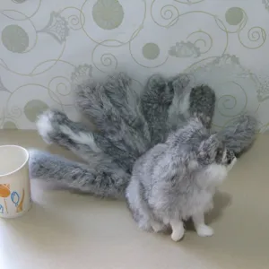 Simulation nine tailed grey fox plush toy handmade handicraft home room decor ornament