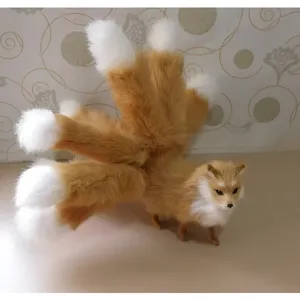 Simulation Renard à Neuf Queues Ornement Animal Réaliste Accessoire de Photographie