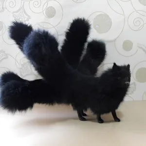 Ornement de simulation de renard à neuf queues noir accessoire photo figurine peluche détail