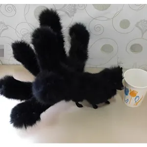 Simulation renard noir à neuf queues peluche ornement animal mystique accessoire photo