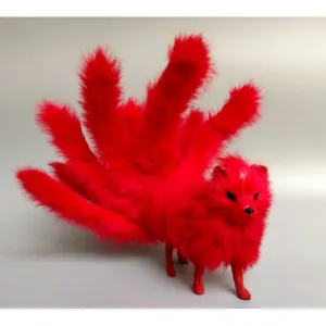 Jouet en peluche renard a neuf queues rouge simulation animal decoration de maison accessoires photo