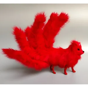 Figurine de renard a neuf queues peluche simulation animal deco accessoire photo