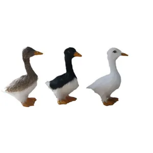 Set di 3 modelli di animali anatra di simulazione in pelliccia sintetica per decoro casa.