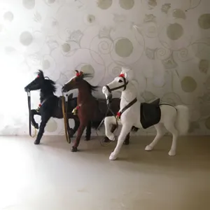 Realistic Simulation Horse Figurine Goat Fur Lifelike Animal Statue Home Decor Desktop Ornament Craft Display Gift
