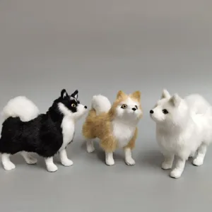 Simulation plush dog toy set, cute husky and samoyed stuffed animal home decor figures.