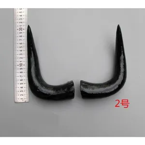Large black simulation ox horn props for Halloween stage performance headband decorations.
