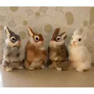 Handgemachte Simulation Kaninchen Figur Tier Plüschtier Süßes Kaninchen Ornament Heim Dekor Tischdekoration Geschenk