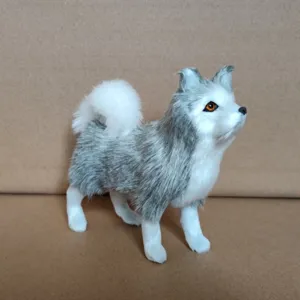Simulation plush dog toy cute husky puppy fluffy tail realistic animal doll for kids 1pc