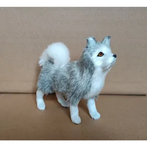 Simulation husky plush dog toy cute fluffy stuffed animal puppy figurine home decor