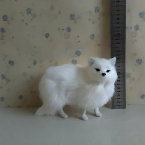 Simulation weißer Fuchs Plüschtier Figur mit Größenlineal Desktop Dekoration Ornament