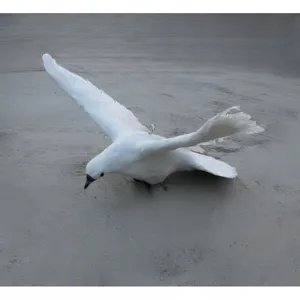 Detaillierte Nahaufnahme der weißen Simulations-Taube Feder Vogel Ornament für Dekoration.