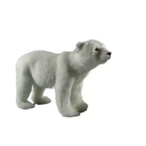 Simulazione statuetta orso polare piccolo orso bianco peluche animale modello di decoro.
