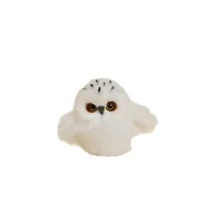 Figurine de hibou blanc pelucheux en peluche décoration de Noël pour la maison