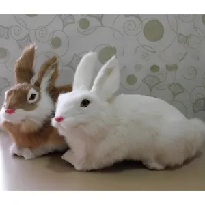 Simulation Rabbit Figurine Rabbit Fur Animal Doll Ornament New Year Gift Home Decor Desktop Decoration Photography Prop