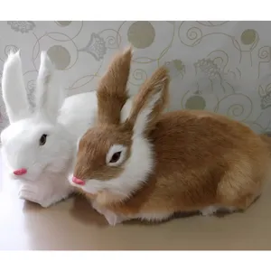 Simulation rabbit plush toy detail shot, cute animal ornaments and New Year gift display.