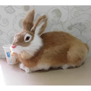 Realistic simulation plush rabbit toy cute animal ornament for home decor photography props.