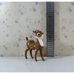 Flocked simulation deer figurine realistic animal ornament for Christmas forest decor table display