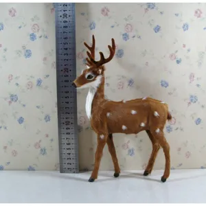 Simulation sika deer figurine animal ornament forest style photography prop goat fur Christmas decor