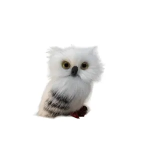 Weißes flauschiges Eulen-Figur Simulationsmodell Weihnachtsbaum Hängedekoration Geschenk.